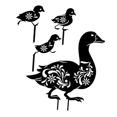 TOYZFRIENDY 4pièces Piquets De Jardin Forme De Canard Panneau Décoratif Extérieur De Canards Ornement De Pelouse Décoration De Jardin