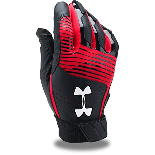 Under Armour Men's Clean Up Baseball Batting Gloves, Black (002)/White, Medium