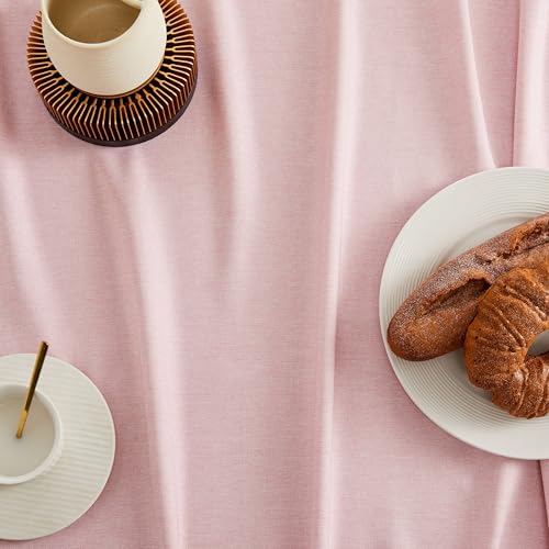 ZeeMart Basic Linen Textured Table Cloth, 60 x 60 Inch Pink, Farmhouse Style Pink Square Tablecloth, Wrinkle Resistant Washable Heavy Weight TableCloths by ZeeMart - Used condition - Image 7