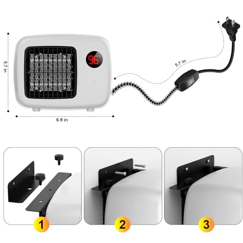 Petjoyadd Dog House Heater With Thermostat For Outdoor Indoor- 600W/300W Efficient Safe Won'T Burn Pets Dog Heater Chicken Coop Heater Pet Heater For Winter Wall-Mounted With Overheat Protection Anti-Chew Cord thumb #4