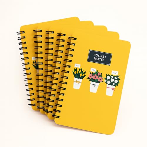 Image of mudrit Pocket Size Notebook, Small Spiral Diary, 120 Plain Pages, 90 GSM ideal for Gratitude List, Daily Goals Planner, To Do List Organiser, Size A6 (Pack of 5 - Yellow)