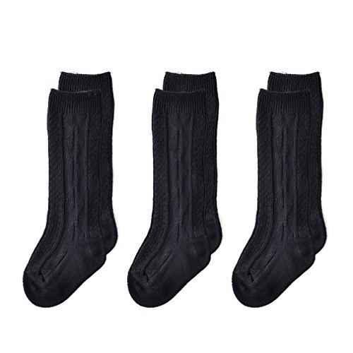 Image of Epeius Unisex-Baby Seamless Cable Knit Knee High Socks (Pack of 3 /6)