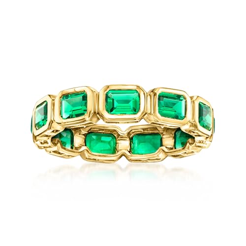 Pure Collection by Ross-Simons 1.70 ct. t.w. Lab-Grown Emerald Eternity Band in 18kt Gold Vermeil