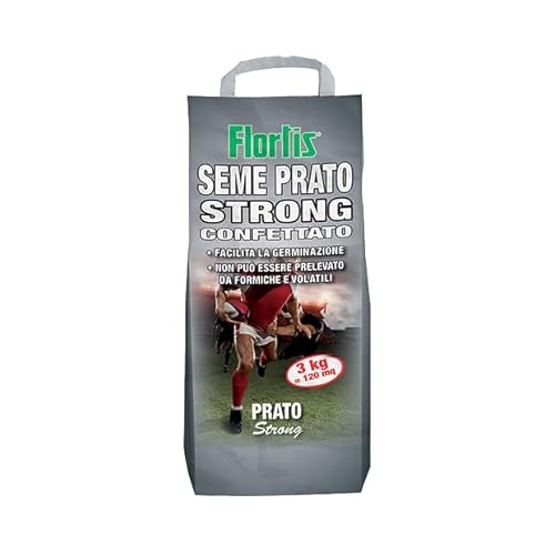 Flortis Strong. Semi per prato confettati. Semi incapsulati anti formiche e volatili. Semenze per prati soggetti a usura ideali per manto sportivo. Semi prato resistente. Sementi per prato fino 120m²