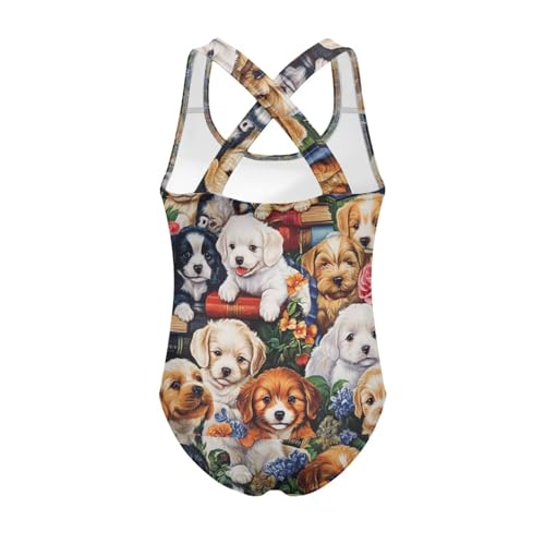 WELLFLYHOM Girls Swimsuit 5-14 Cross Back Swimwear Full Coverage One Piece Bathing Suit Sleeveless Beachwear2