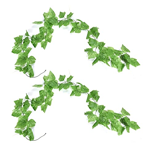 2 PCS Artificial Grape Leaf Garland 90.5 Inch Fake Grape Vine Faux Greenery Garland Hanging Grape Leaves Plant for Front Door Wall Window Garden Decor