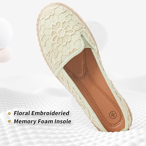 Image of BABUDOG Women's Flats with Flower Embroideried,White Lace Ballet Flats,Comfortable Dress Flats