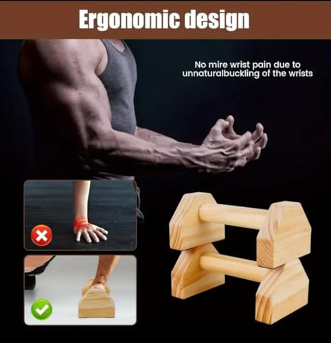Image of Wooden Push-Up Bars for Strength Training & Calisthenics, 1 Pair Non-Slip Parallettes with Ergonomic Grip Handles for Home Gym, Push-Up Workout, Core Training & Upper Body Fitness Equipment | Zebra Design for men, women, kids, adults & Everybody