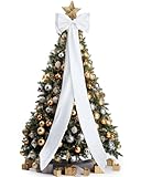 Chuarry Extra Long 67' Satin Big Bow Detachable Train Removable Sweep Train Waist Sash Belt for Bride Formal Wedding Dress(White,Satin Style)