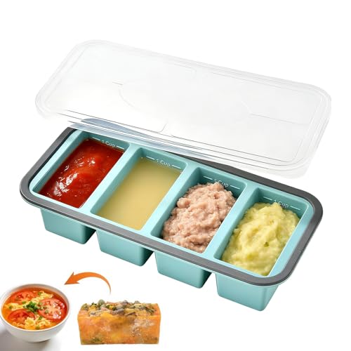 Molde de silicona, ahorra espacio, 29,5 x 14,5 x 6 cm, molde de preparación de cocina, bandeja de porciones de comida, apilable, para sopa, salsa, caldo, arroz, mantequilla, sobras y preparación de