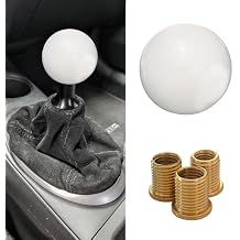 Shift Knob Manual Gear, Shifter Knobs, Acrylic Round Gear Shift Stick Head with 3 Adapters, Auto Shifter Stick Head Accessories for Most Manual Car M8*1.25, M10*1.25, M10*1.5, M12*1.25 White