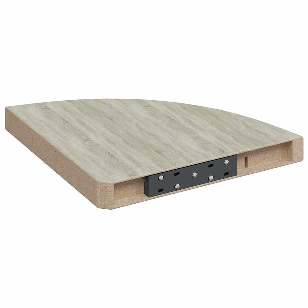 Juego de 4 estanterías de esquina de madera de densidad media con soporte invisible para salón, dormitorio y pasillo (roble y blanco), 35 x 35 x 3,8 cm