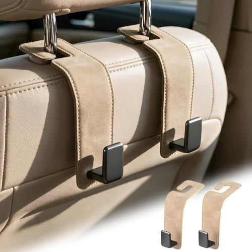 Suede-Car-Seat-Hook-2-Pack-Metal-Headrest-Hanger-for-Handbag Suede Car Seat Hook 2 Pack Metal Headrest Hanger for Handbag - Image 1