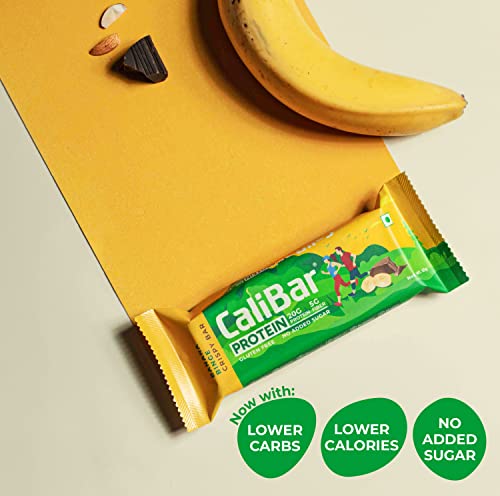 Image of CaliBar 20g Protein Bar - Banana Binge Crispy Bar (Pack of 5) No Added Sugar, GlutenFree, 5g Fiber, No Preservatives, Delicious Taste, Whey & Plant Protein, Fitness & Immunity (65g x 5 Bars)