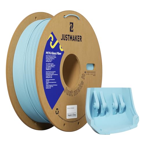 JUSTMAKER PETG Glass Fiber 3D Printer Filament, Updated Stronger Impact Resistance, Dimensional Accuracy +/-0.03mm, 1.75