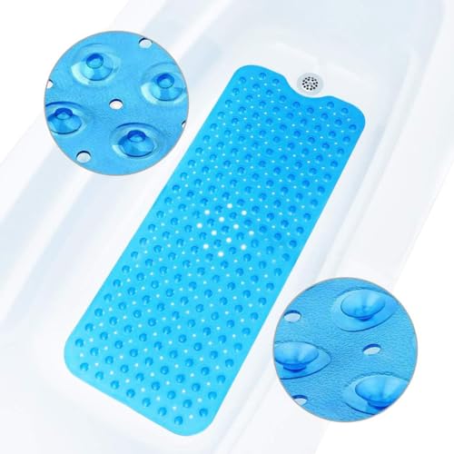 ADOV Alfombra de baño, 100 x 40 cm, Extra Larga, antibacteriana, Alfombrilla de baño, Antideslizante, con 200 ventosas y Agujeros de Drenaje, Lavable a máquina, antimoho, Material de PVC, Alfombra de