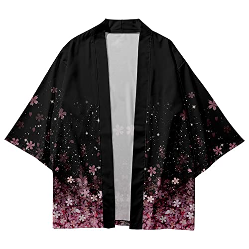 Image of HAORUN Men Japanese Kimono Coat Loose Yukata Outwear Long Bathrobe Tops Vintage