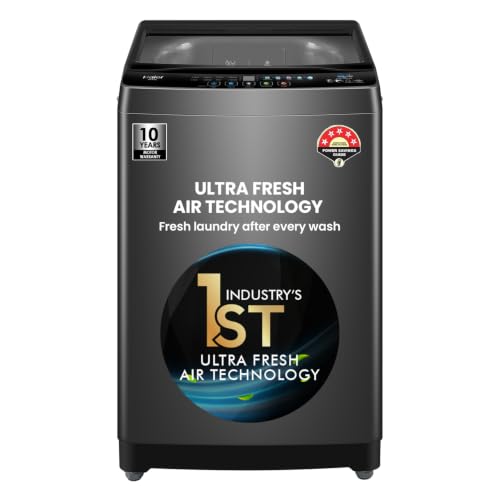 Image of Haier 10.5 Kg, 5 star Ultra Fresh Air, Oceanus Wave Drum 15 Min Quick Wash Fully Automatic Top Load Washing Machine, Dark Jade Silver (ETL105-CAFS8)