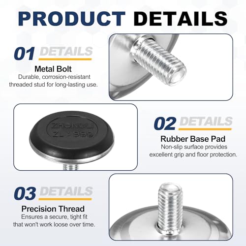 Niveladores de muebles ajustables M10 con tuercas protectoras de suelo 4