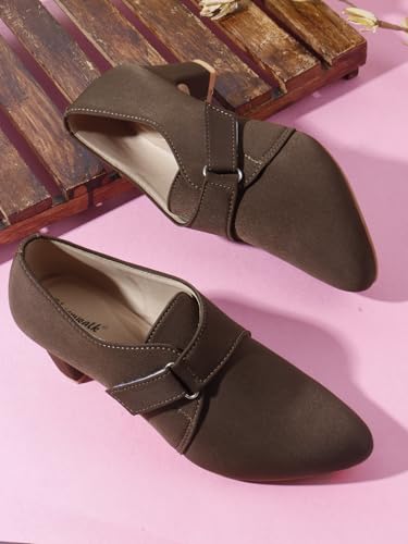 Image of Stylish Comfortable Block Pump Heels Perfect for Winter, Elegant Party Black and Brown Sandals for Womens & Girls