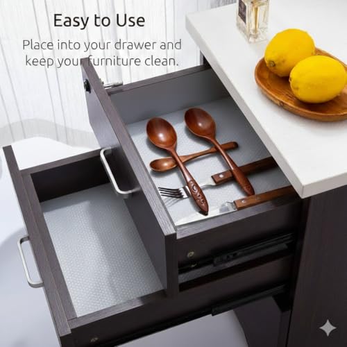 Image of DEVAR Kitchen Shelf Liner Roll for Fridge Drawer Cabinet, Anti Slip Waterproof Washable Mat for Refrigerator Shelves and Kitchen Storage, Cut to Size Multipurpose Cupboard Rack Protector Liner White