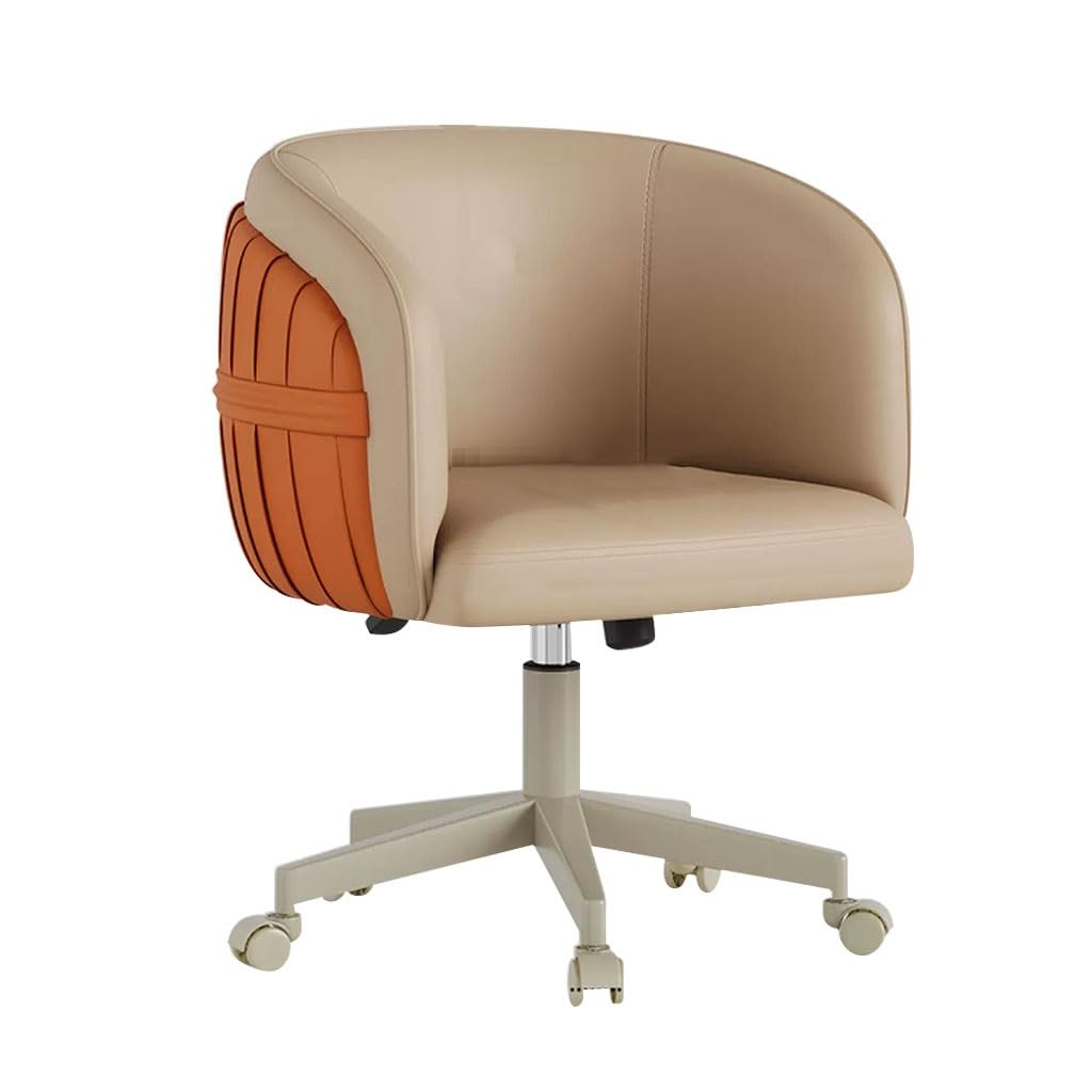 Chaise de coiffeuse pivotante en cuir avec dossier incurvé pour bureau