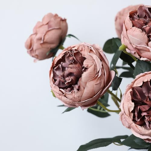 Image of mizii 6Pcs Burnt Pink Artificial Roses Flowers Fake Silk Roses Flower with Long Stem for Wedding Decorations Table Centerpieces Flower Arrangement Home Decor (Burnt Pink)