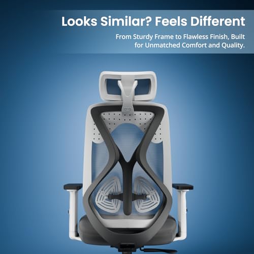 Vergo Transform Prime Ergonomic Mesh Office Chair, High Back, Lumbar Support, 2D Armrests, Synchro Tilt-Lock Recline, Heavy-Duty Metal Base, WFH/Study/Gaming (White Grey)