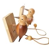 Handmade Wooden Self Adhesive Woodpecker Door Knocker，Woodpecker Doorbell, Vintage Bird Door Chime Stress Reliever Accessory for Room Door Home Farmhouse Decor