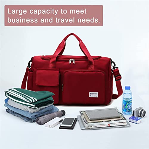 Image of Small Gym Bag for Women, Travel Duffle Bag Carry On Weekender Bag with Shoe Compartment, 06#Red, Gym Bag & Toiletry Bag, Gym Bag&toiletry Bag