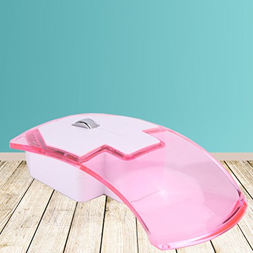 Uonlytech 1pc sans fil 3 bouton 2.4g éclairage transparent de la souris pour jouer à la souris sans fil d 'une machine de jeu (Rose) Cover