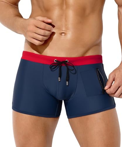 Casey Kevin Maillot de Bain Homme Boxer Short de Bain avec Cordon de Serrage Réglable et Poche Zippée, Pantalon Court Homme Piscine Séchage Rapide Caleçon de Bain Sports Plage Swimming