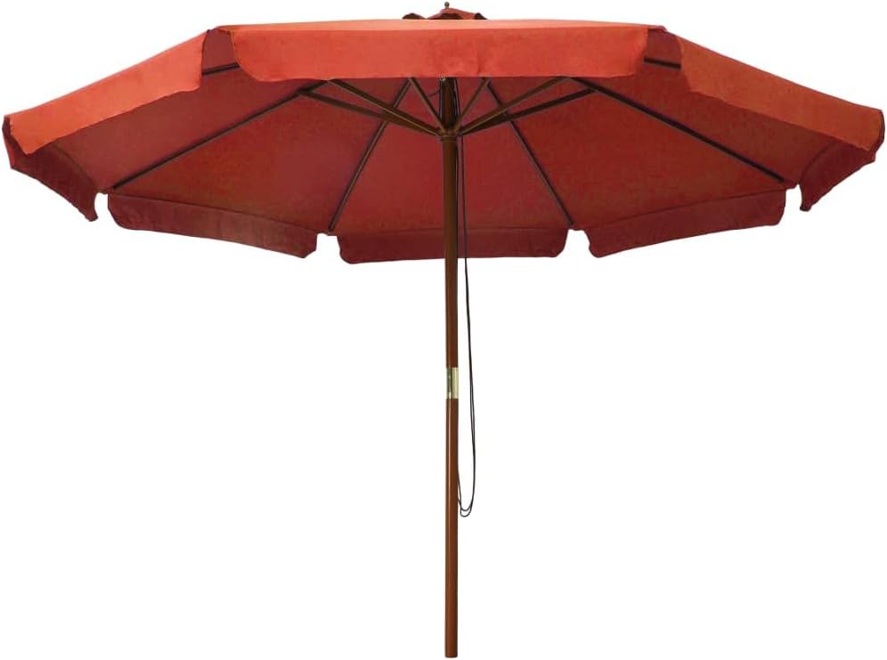 TIFITGO Asomie Outdoor Parasol with Wooden Pole 129.9" Terracotta Home Garden Lawn Outdoor Living Outdoor Umbrella Sunshades US Stock Fast Shipment Brown