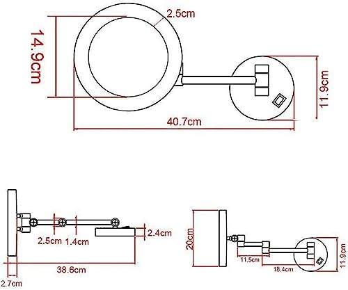 Miroir de maquillage LED mural extensible avec grossissement 7X