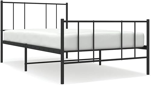 Miniatura 84 de YAFF Marco de cama de metal de 81.5 x 41.3 x 35.4 pulgadas, marco de cama de plataforma de acero resistente con cabecero, no necesita somier, sin