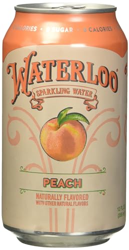 Image of Waterloo Peach Flavored Sparkling Water, 12 Pack, No Added Sugar, 144 Fluid Ounces (Pack Of 2)
