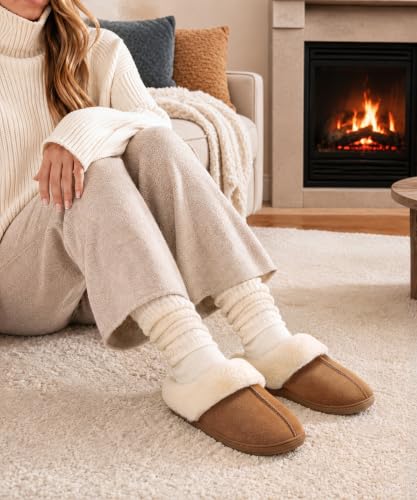 Image of Evshine Women's Memory Foam Fuzzy Slippers Cozy House Shoes