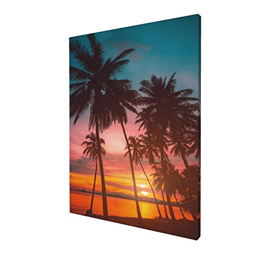 Fehuew Coconut Palm Trees Beach Sunset Canvas Wall Art Painting For Bedroom Living Room Modern Framed Picture Print Artworks Decorative Bathroom Kitchen Home Decor 12X16 Inch #TOP22