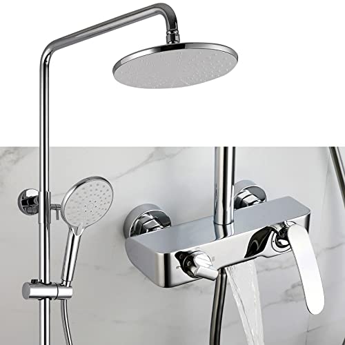 Système de douche en laiton blanc avec mitigeur cascade élégant