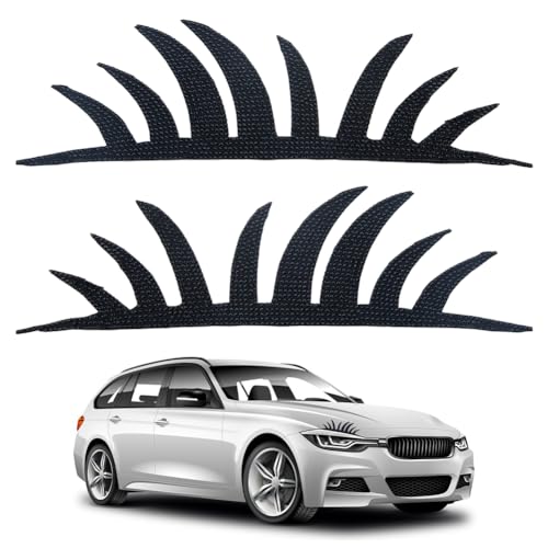 SUPERFINDINGS 2 Pcs Autocollants de Cils pour Phares de Voiture en Faux Diamant Noir Mignon Autocollants de Cils en Strass Faux Autocollants de Voiture...