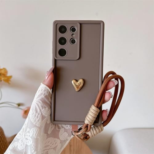 3D�S�[���h�n�[�g���u���X�g�X�g���b�v�P�[�X�ASamsung Galaxy S25 Ultra S23 S22 Plus S24 S21 FE Note 20 A56 A55 A36 A35 A26 A16 A15 5G�p�A�u���E���AGalaxy S24 