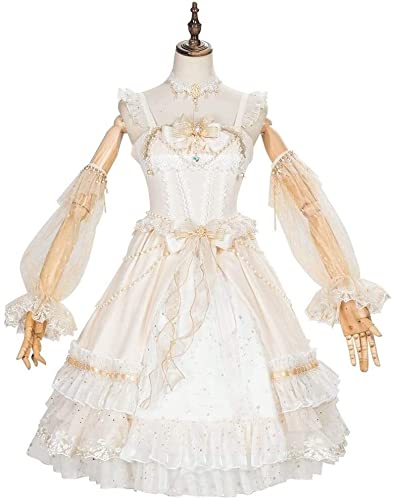 Robe Victorienne Blanche Starlit Night aux finitions soignées pour passionnée de mode Lolita