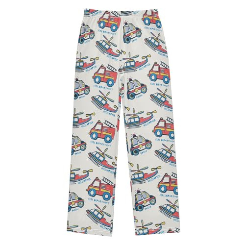 Boys' Pants Police Car Helicopter Vehicle Truck Long Bottoms Jogger Pants Elastic Waist Trousers with Pockets S-XL