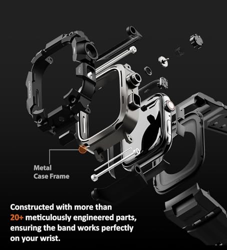 Image of ULTIMAL Rugged Case with Band for Apple Watch Band 45mm,Compatible with Apple Watch Series 9 /8 /7 45mm,Military Grade Shockproof Bumper Cover for iWatch Tactical Band Men (Black, 45mm)