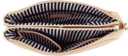 B Brentano Vegan Double-Zip Pocket Crossbody Handbag Purse Wih Big Tassel Accent (Hazelnut) #TOP5