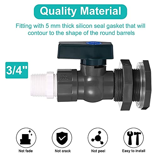 Msuiint Pvc Spigot Rain Barrel Faucet Kit, 3/4 Inch Faucet Connector Rain Barrel Valve With Bulkhead Fitting And Hose Adapter, Rain Barrel Diverter Kit For Aquariums Water Tanks Pools #TOP3