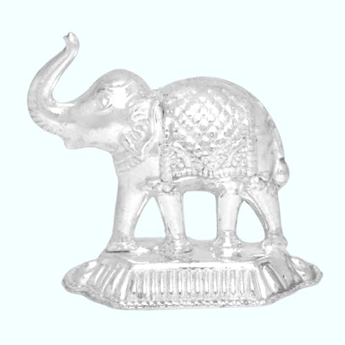 Image of Vail Creation Silver Hathi Vastu Idol Decoration Items for Rahu Pooja Worship | German Silver Elephant