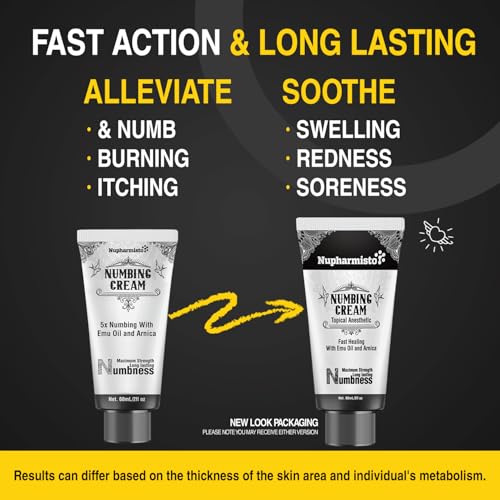 Image of Nupharmisto Numbing Cream Maximum Strength Long Lasting with 5x Numbing Emu Oil and Arnica 60ml