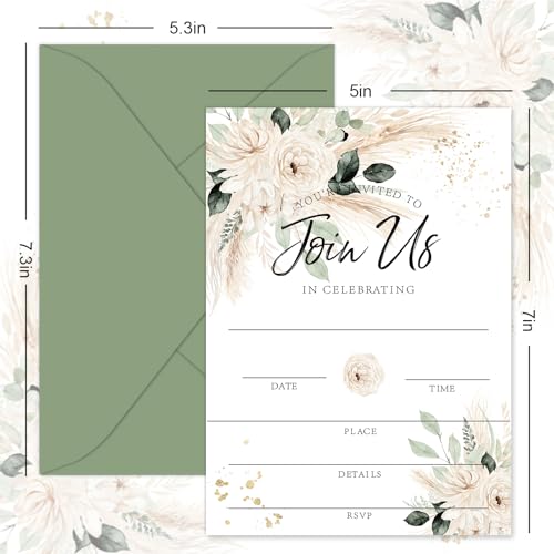 Whaline W11688 25 Sets Floral Invitations thumb #1