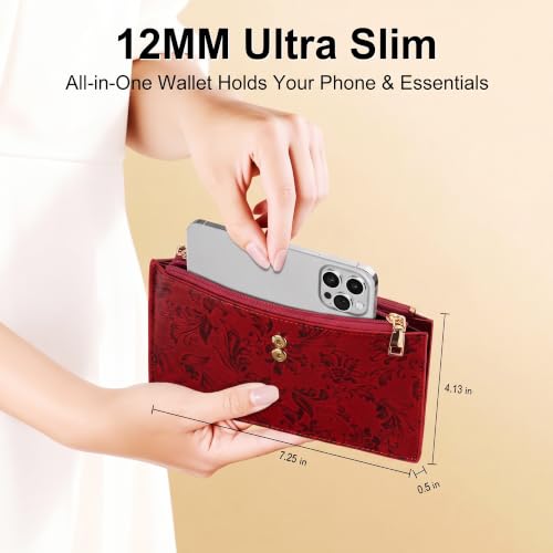 Image of Travelambo Womens Leather Bifold Wallet, Slim RFID Blocking Card Holder